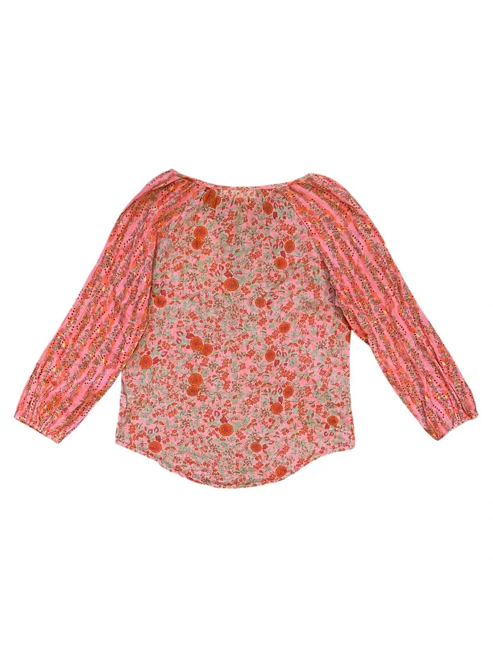 Roller Rabbit Rhody Lucy Peasant Blouse Mixed Floral Pink Women’s XXS - Picture 3 of 8
